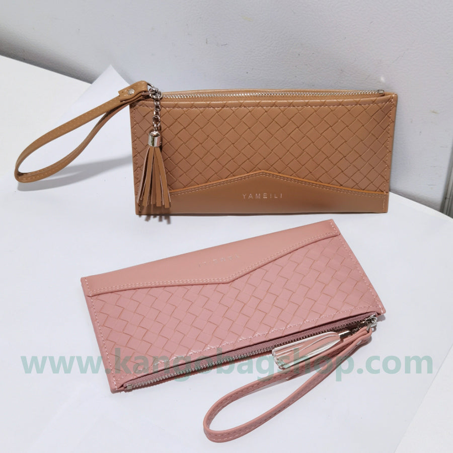 New Purse Purse Ladies Long zippered mobile phone bag woven pattern purse large capacity wallet