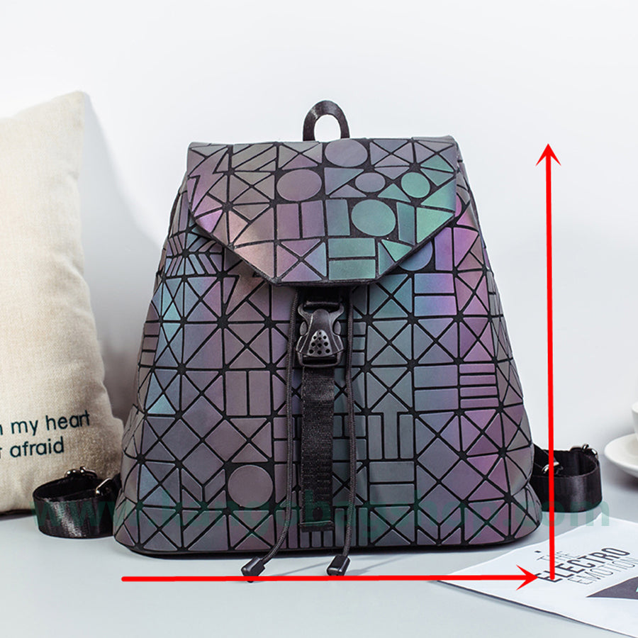 Geometric rhombus backpack women's new fashion summer night-light travel backpack large-capacity backpack