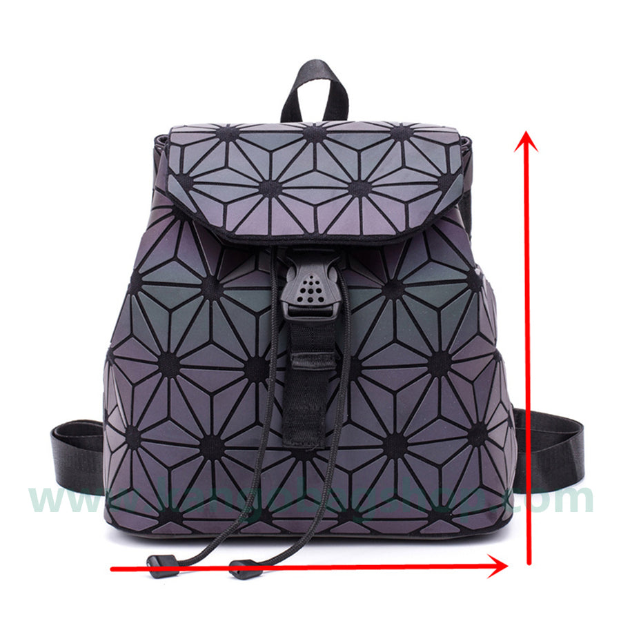 Geometric rhombus backpack women's new fashion summer night-light travel backpack large-capacity backpack