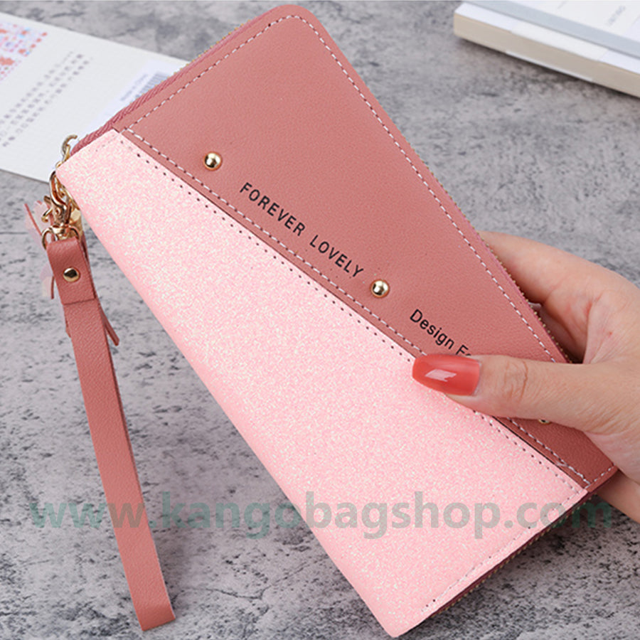 The New Purse Long Lady Zipper Purse Female Korean version of the collage tassel patchwork bag mobile phone bag