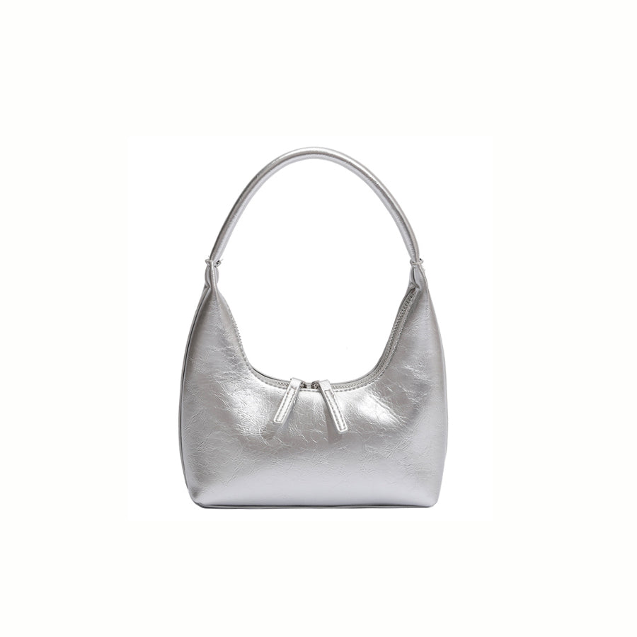 French silver texture underarm bag women's single shoulder bag South Korea simple fashion handbag minority hand bag