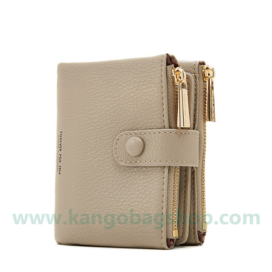 New double zipper purse female multi-card large capacity small purse soft leather simple and easy small purse female