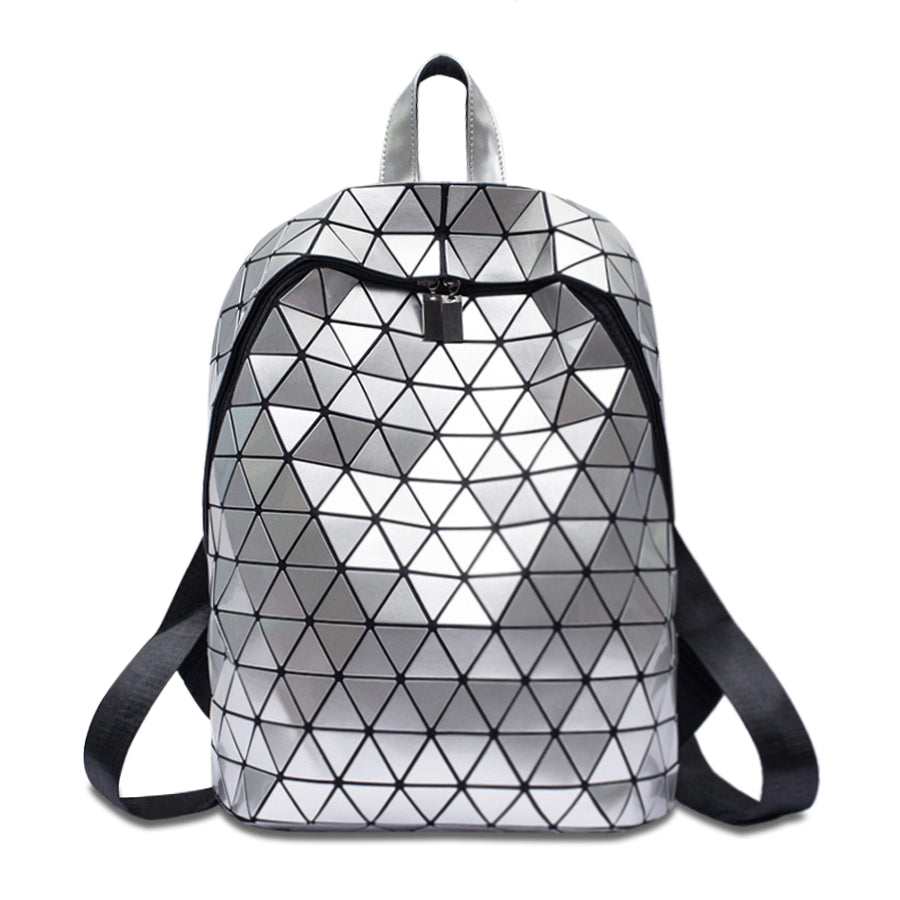 Geometric rhombus backpack women's new fashion summer night-light travel backpack large-capacity backpack