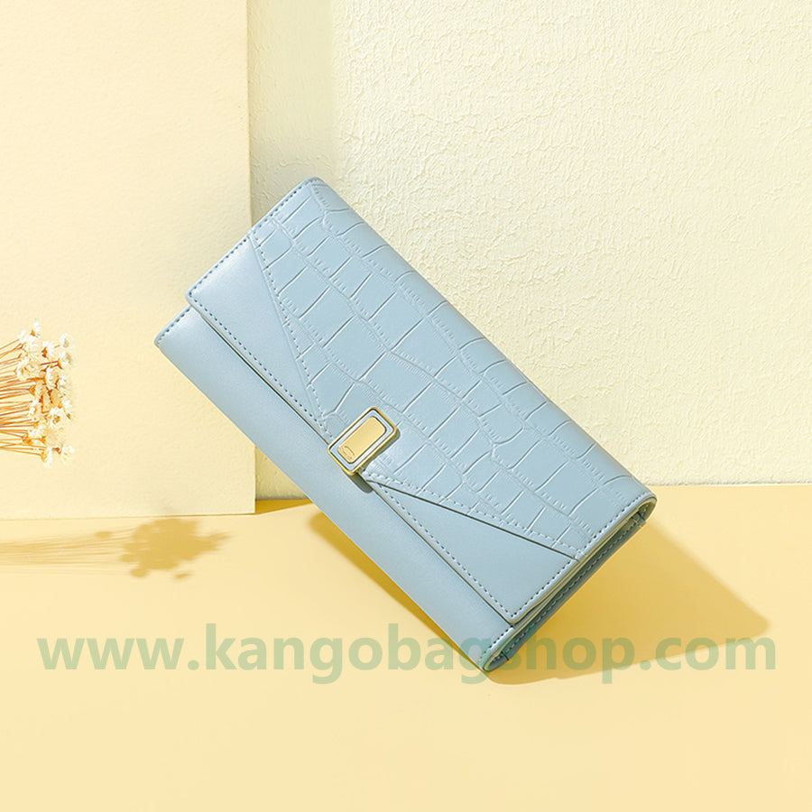 New fashion high-end hand bag rock grain large capacity long folding wallet multi-card slot wallet leather bag