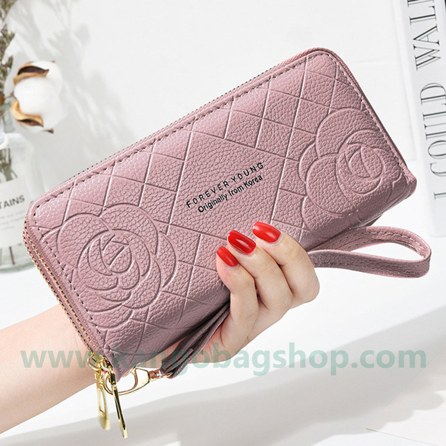 Purse woman new simple purse woman long style wrist bag double zipper large capacity mobile phone wallet card