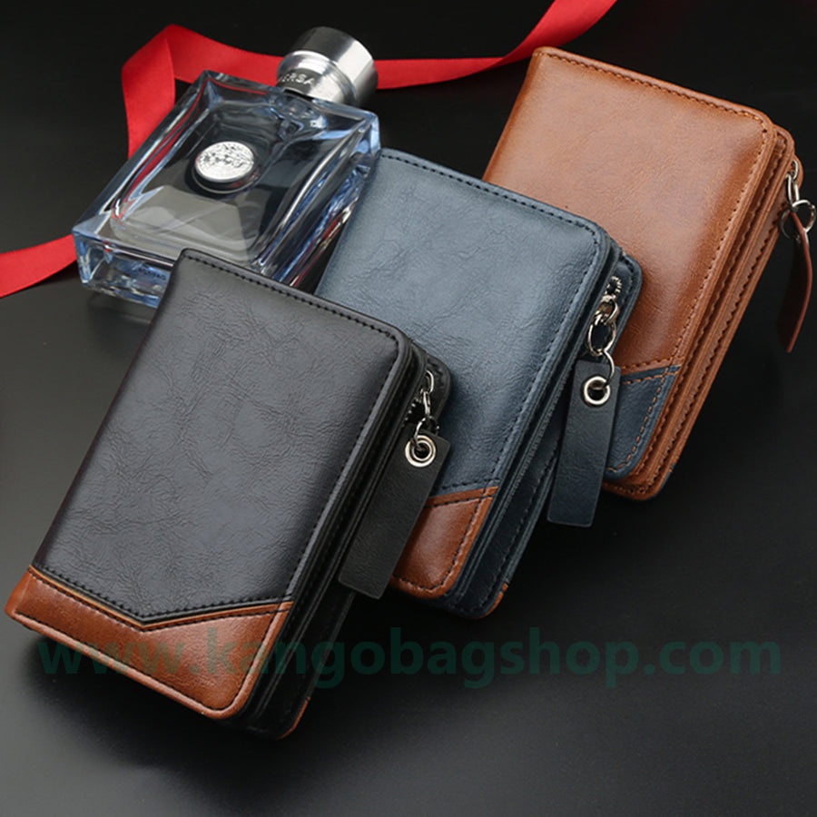 Men's new zipper button multi-position multi-function wallet card bag students fashion Korean version of the coin purse trend