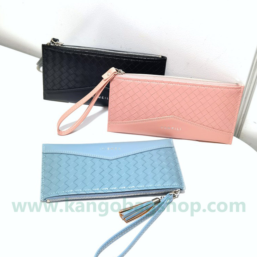 New Purse Purse Ladies Long zippered mobile phone bag woven pattern purse large capacity wallet