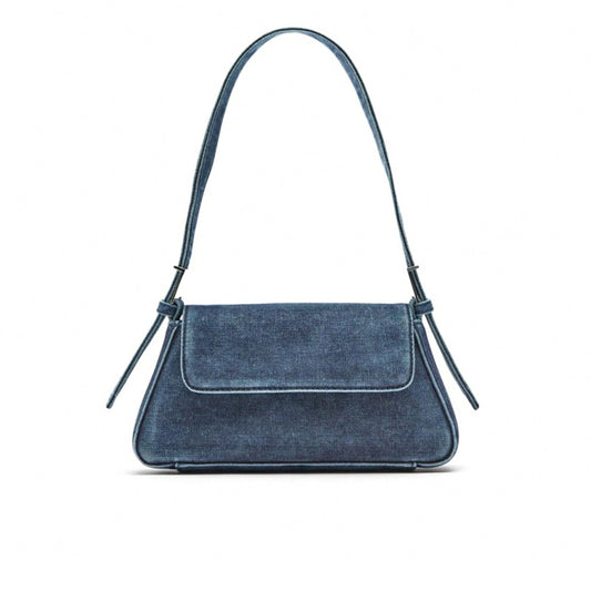 Jean armpit bag spring new fashion simple handbag blue flip-top Jean shoulder bag