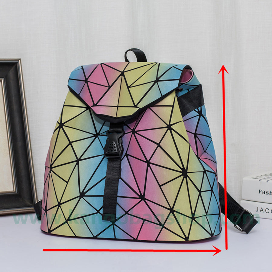 Geometric rhombus backpack women's new fashion summer night-light travel backpack large-capacity backpack