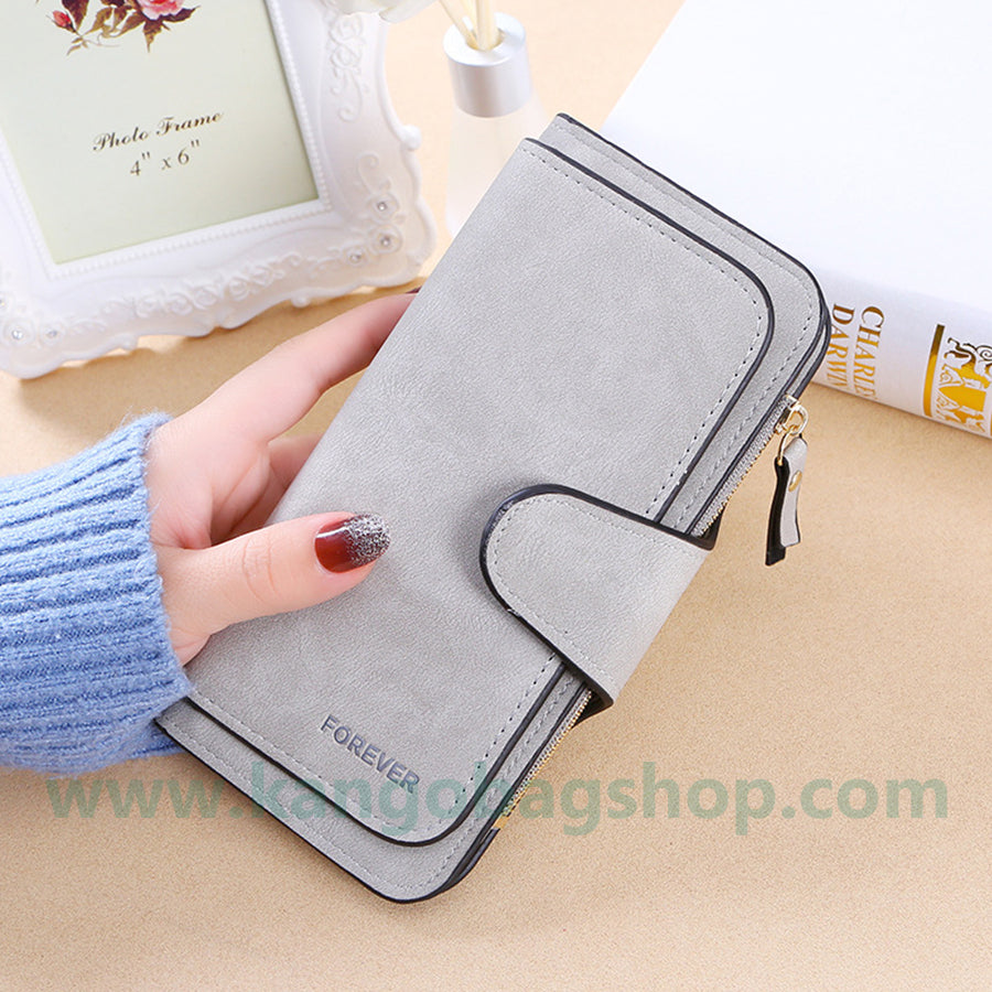 New style ladies big three discount fashion multi-card wallet frosted two-color fabric