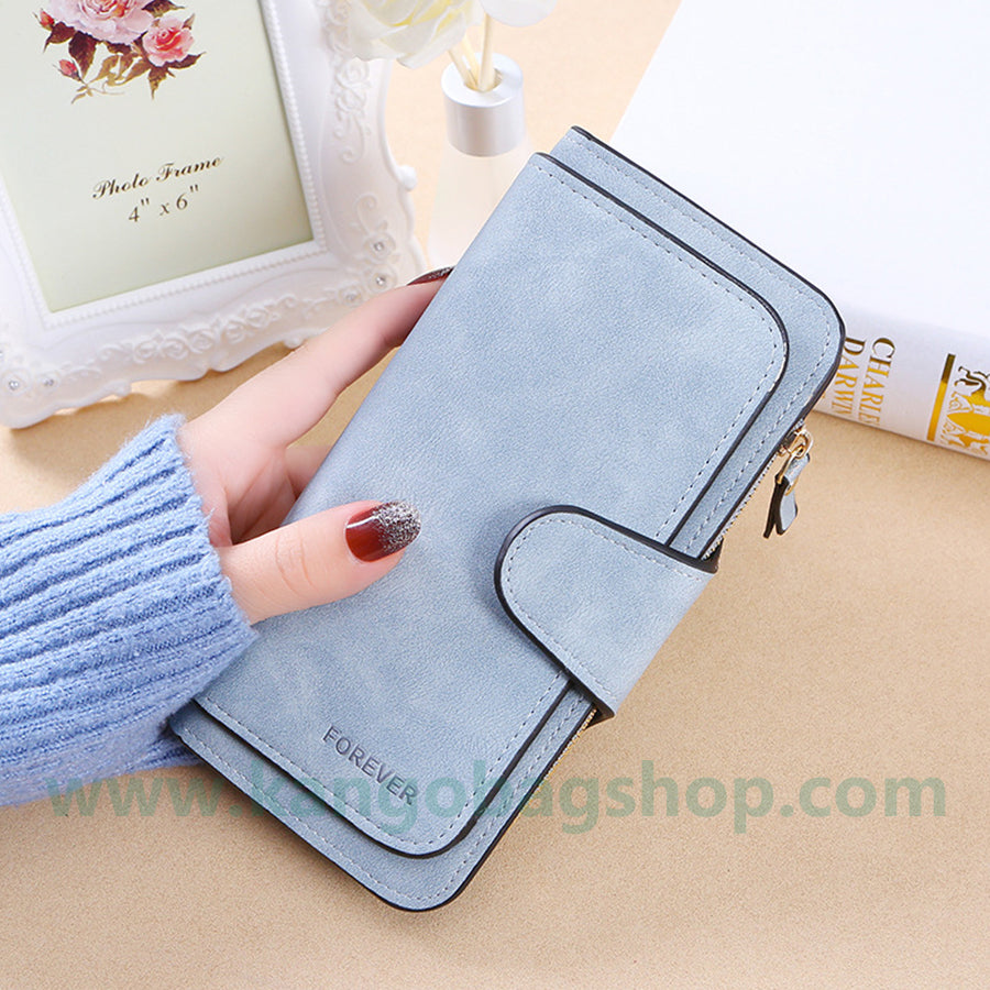 New style ladies big three discount fashion multi-card wallet frosted two-color fabric