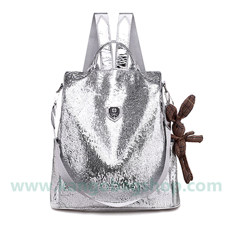 Sequin backpack women's new fashion and fashion one-shoulder bag soft Pu backpack