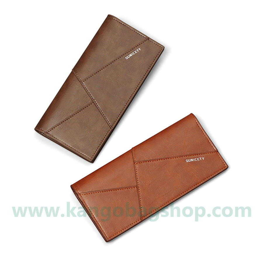 Men's long ultra-thin pocket wallet retro simple fashion wallet multi-card space solid color pocket wallet trend