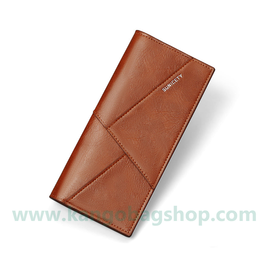 Men's long ultra-thin pocket wallet retro simple fashion wallet multi-card space solid color pocket wallet trend