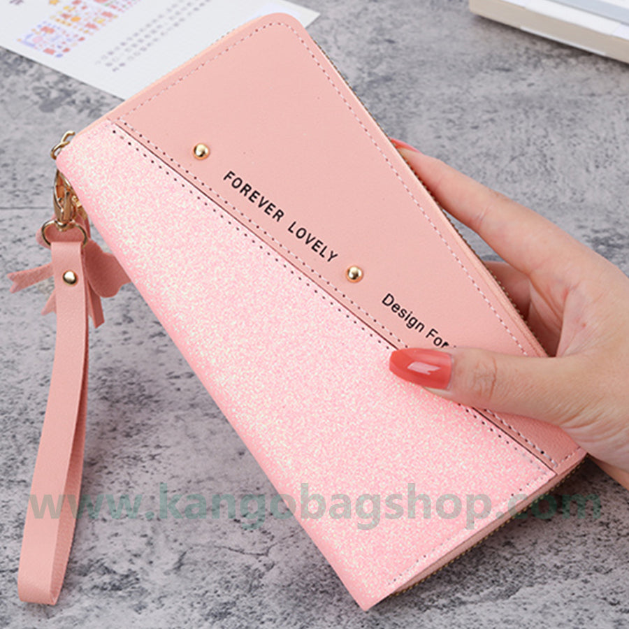 The New Purse Long Lady Zipper Purse Female Korean version of the collage tassel patchwork bag mobile phone bag