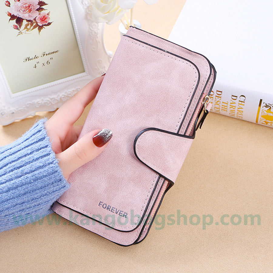 New style ladies big three discount fashion multi-card wallet frosted two-color fabric