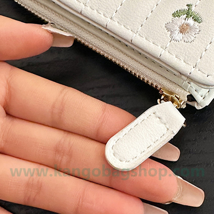 Purse female short embroidered cute little fresh student multi-card zipper small wallet card package integration