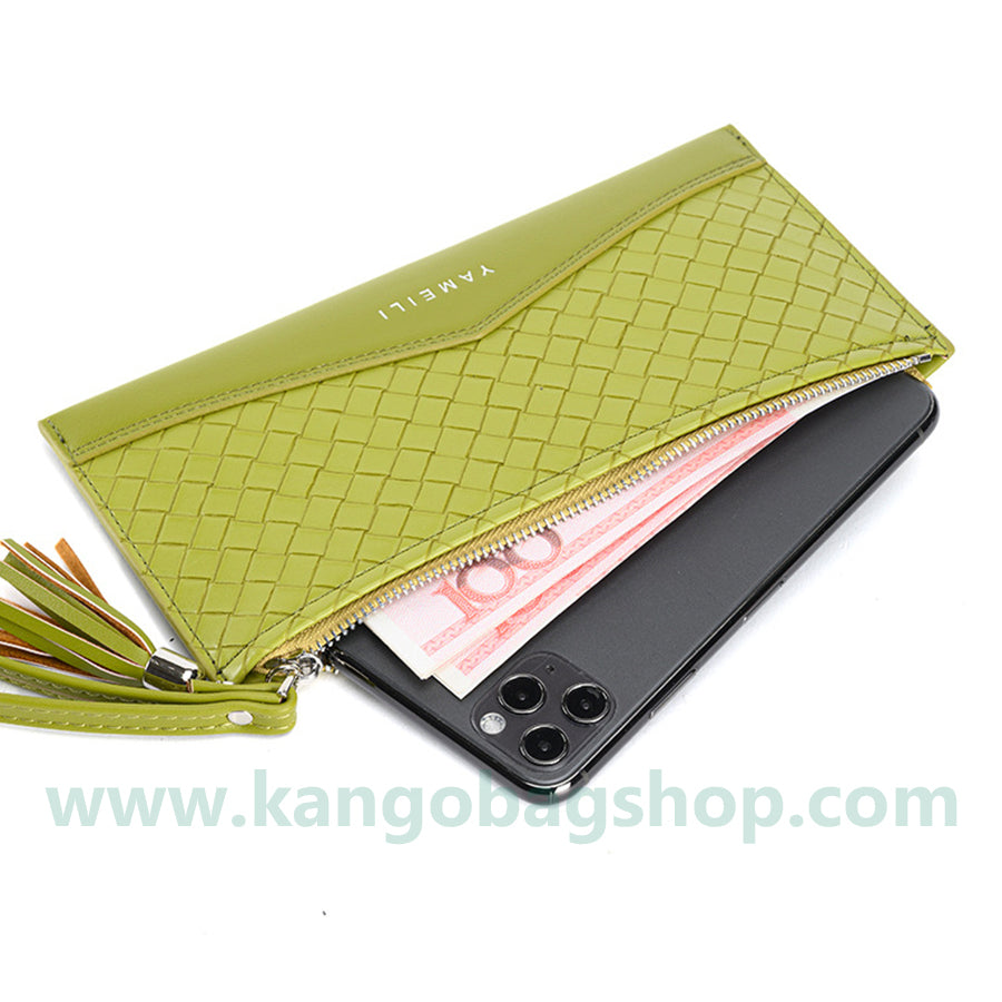 New Purse Purse Ladies Long zippered mobile phone bag woven pattern purse large capacity wallet