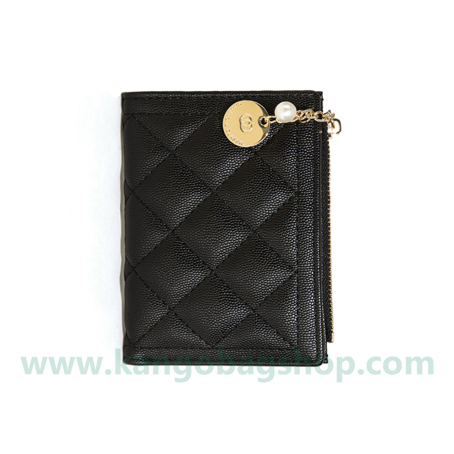 Multi-card bit diamond caviar zipper card bag women's new versatile short-style change purse