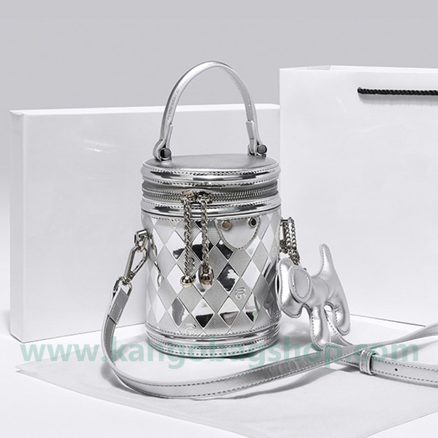 Summer new silver get rich bucket bag senior feeling light luxury handbag shoulder bag