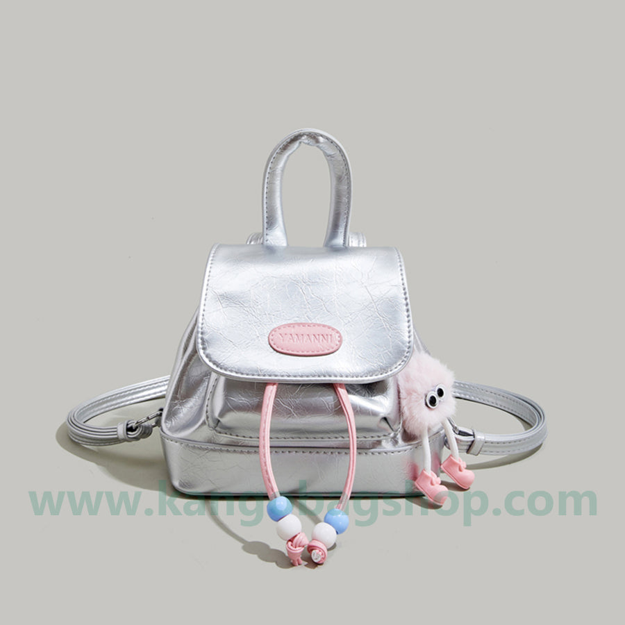 Senior Sense Silver double shoulder bag female new fashion leisure small backpack gives the birthday present to the female student