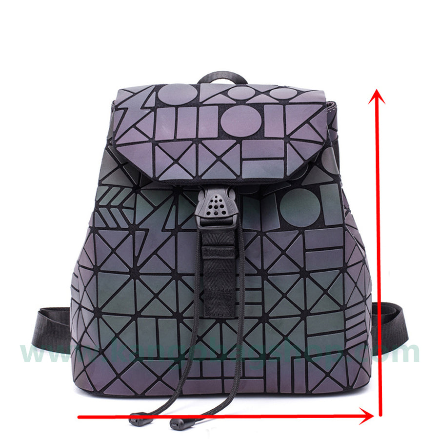 Geometric rhombus backpack women's new fashion summer night-light travel backpack large-capacity backpack