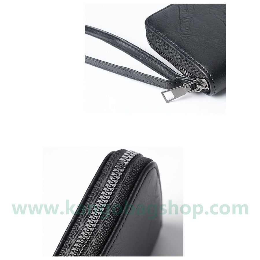 New retro men's wallet long zipper clutch multi-functional European and n fashion young men's wallets