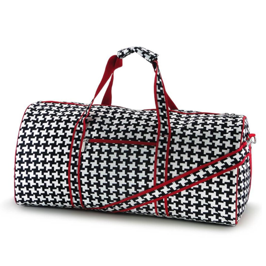 Personalized Houndstooth Gym Duffel Bag Monogram Duffel for Overnight Gym Sport Beach Vacation