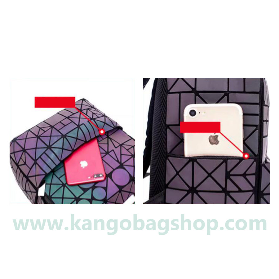 Geometric rhombus backpack women's new fashion summer night-light travel backpack large-capacity backpack