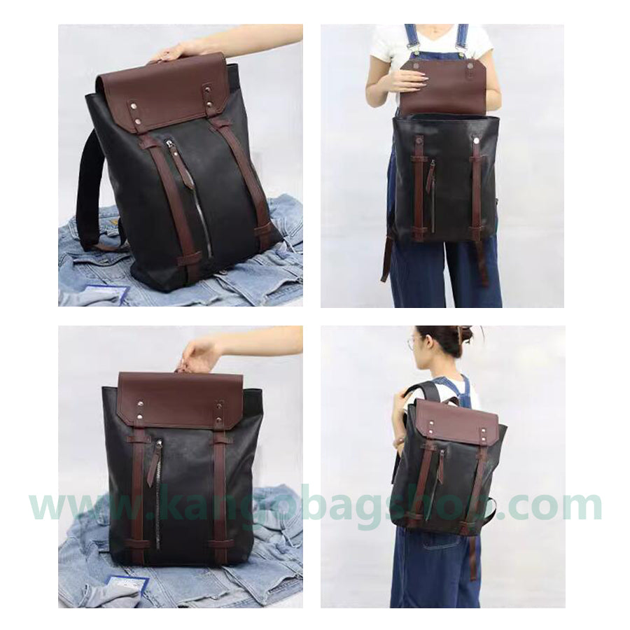 Backpack lovers style high-capacity backpack backpack satchel solid color leather bag