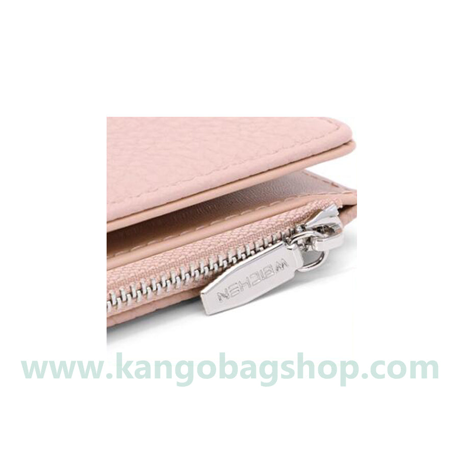 Long purse ladies simple solid color two-fold wallet multi-card zipper pocket