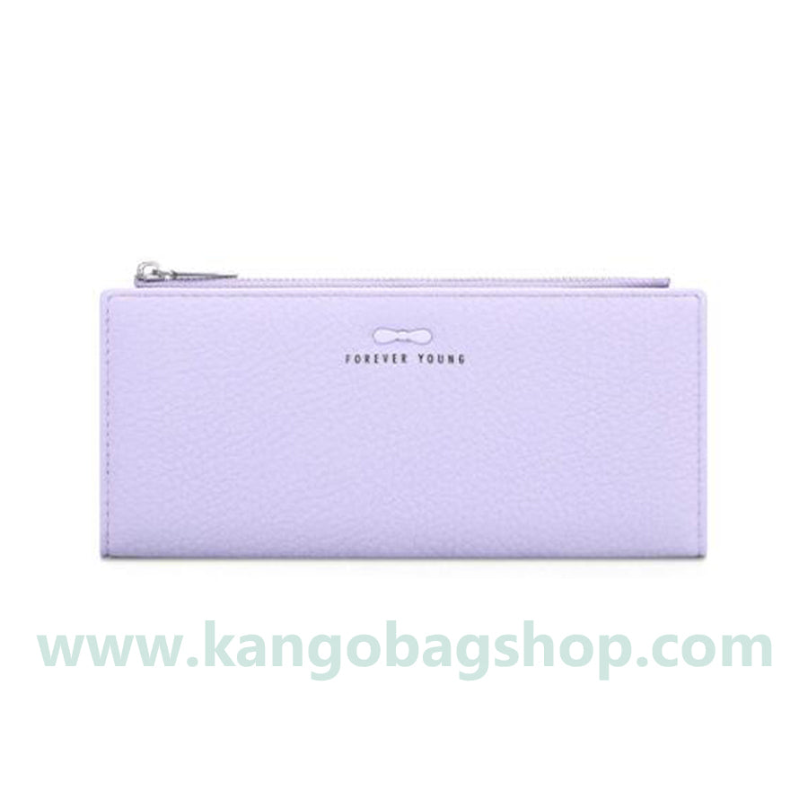 Long purse ladies simple solid color two-fold wallet multi-card zipper pocket