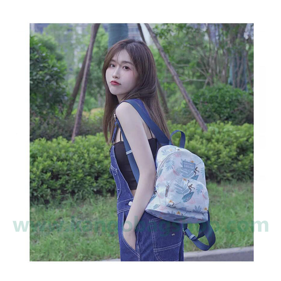 Printed woman portable travel bag fashion nylon backpack woman