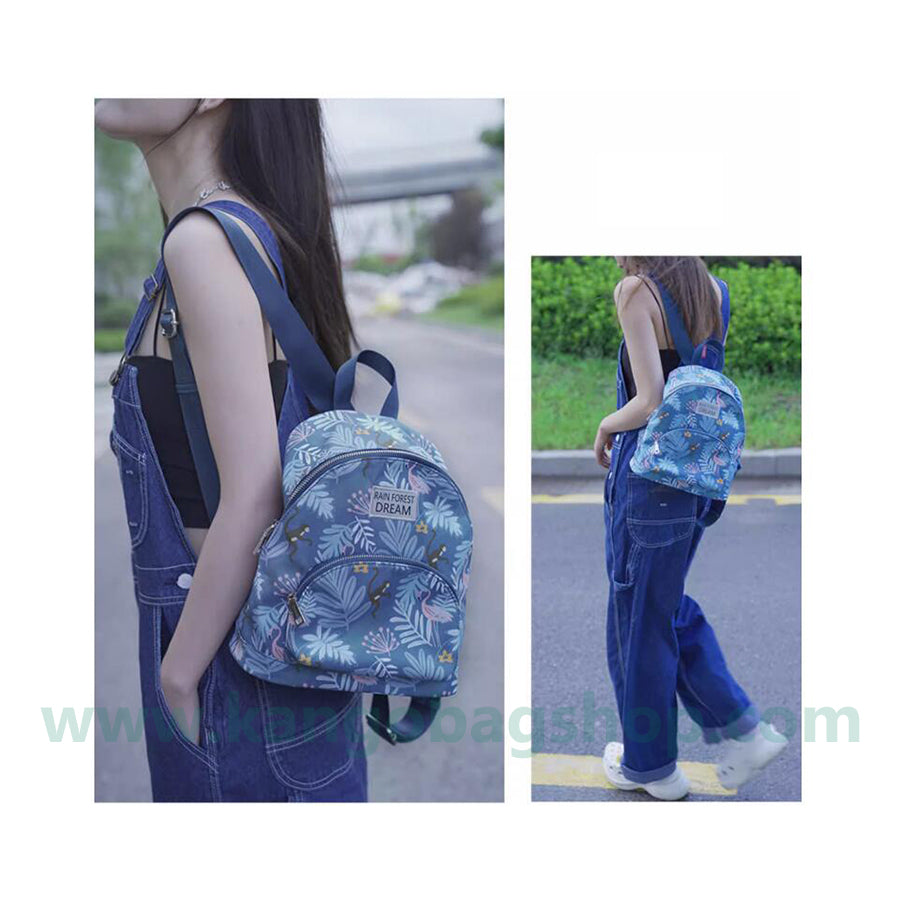 Printed woman portable travel bag fashion nylon backpack woman