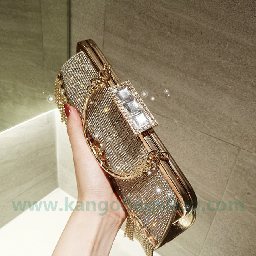 New all-hand Diamond Tassel Pearl Diamond dinner bag small dress bag hand-held banquet bag