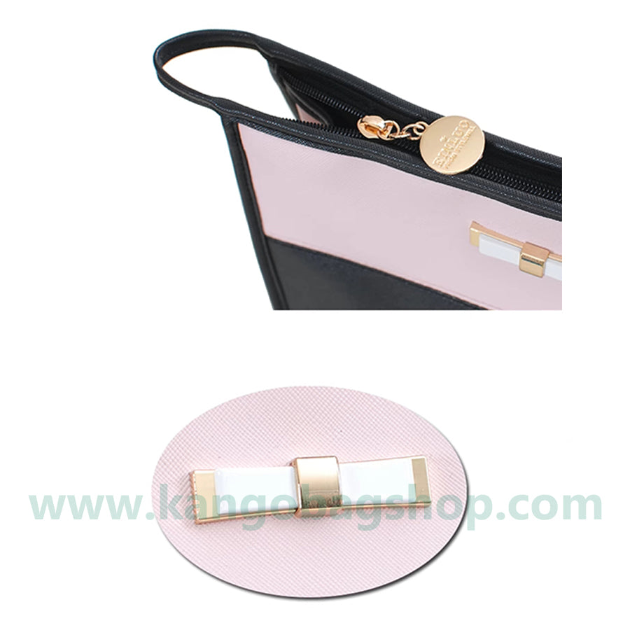 Stitching bow cute girly heart make-up bag large-capacity waterproof wash-and-wash cosmetics collection bag